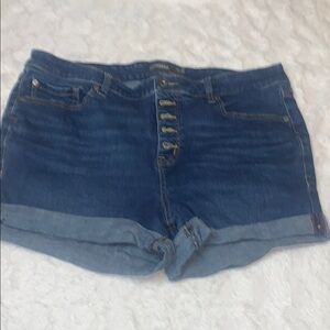 torrid Dark Blue Denim Jean Shorts with Cuffed Hem